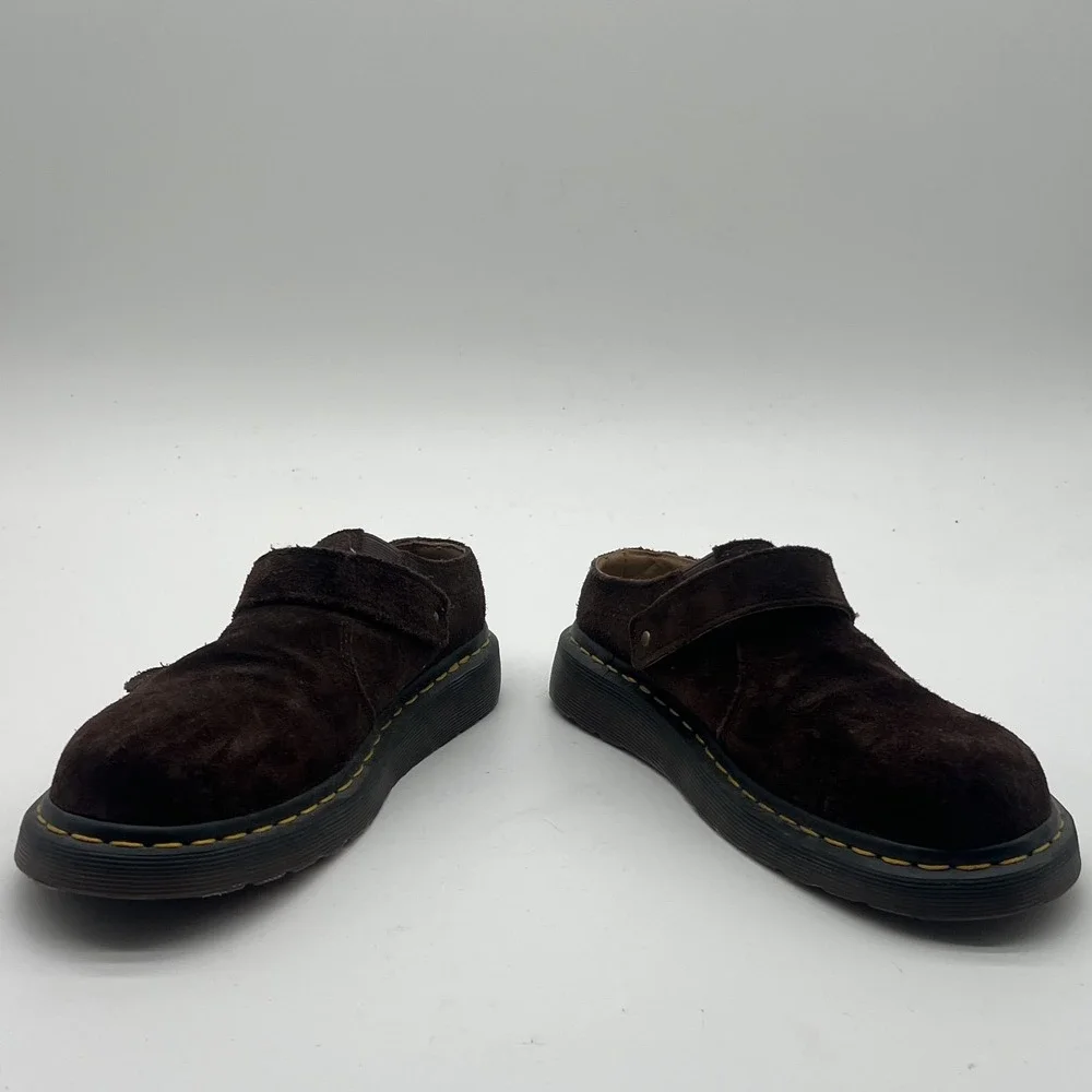 Dr Martens Isham Dark Brown Suede Slingback Mules Clogs Mens 8 Womens 9 UK 7